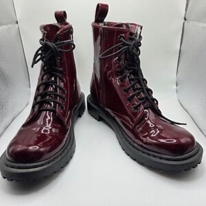 Xhilaration Glossy Maroon Combat Boots